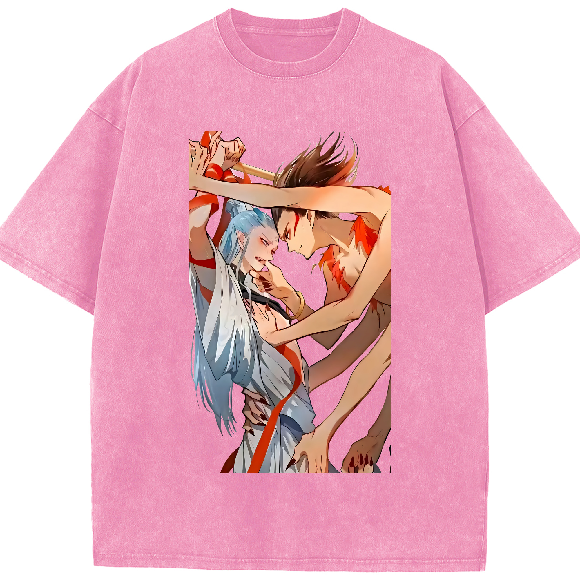 （画像用） Ne Zha 2 ナタ 魔童の大暴れ 綿100% ヴィンテージ風 半袖Tシャツ（フロントプリント）